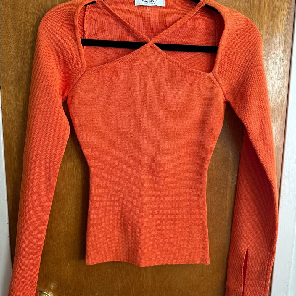 Ena Pelly Vibrant Orange Knit Top